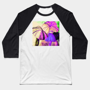 Three Mushrooms in Multicolor Baseball T-Shirt